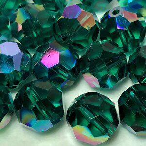 Vintage 10mm Crystal Emerald Beads Western Germany - 144 count